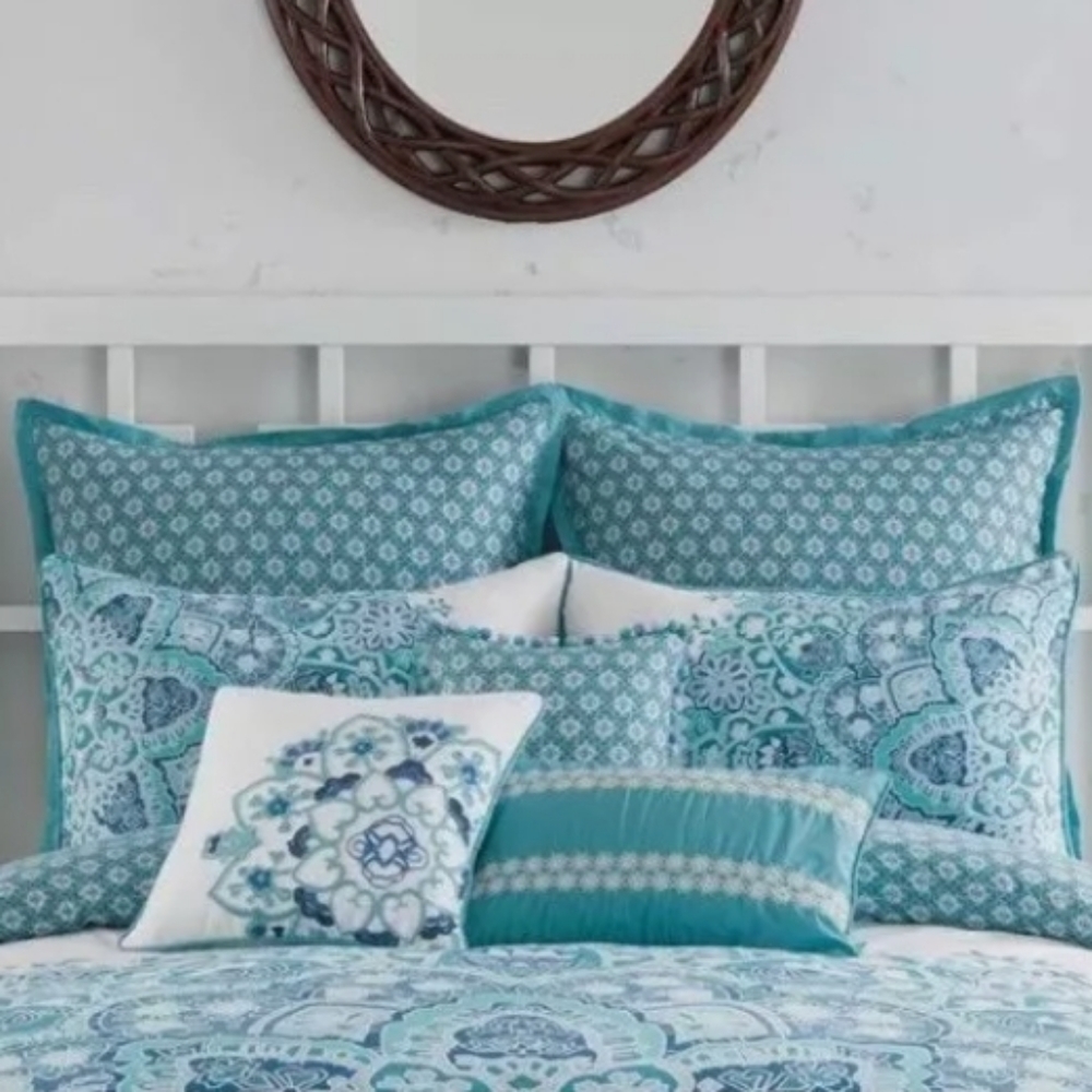 RARE Anthology Kaya Blue Euro Pillow Shams Set (2)